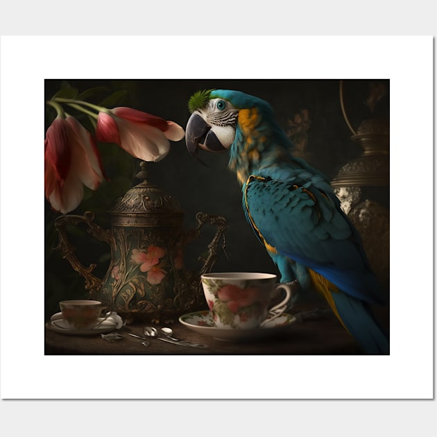 Parrot Having Afternoon Tea Wall Art by Walter WhatsHisFace